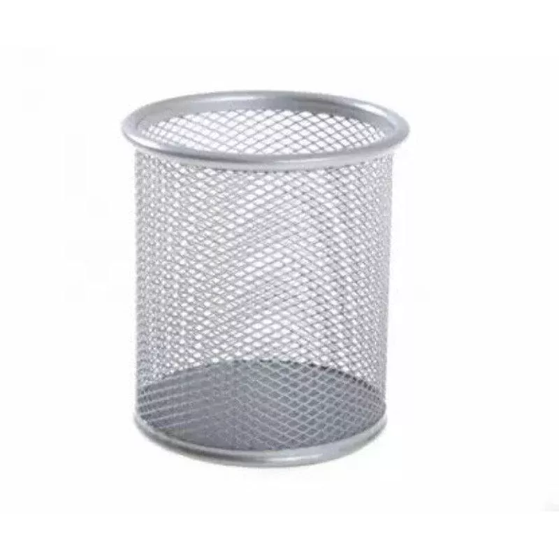 1 Compartments Metal Pen Stand (Silver)