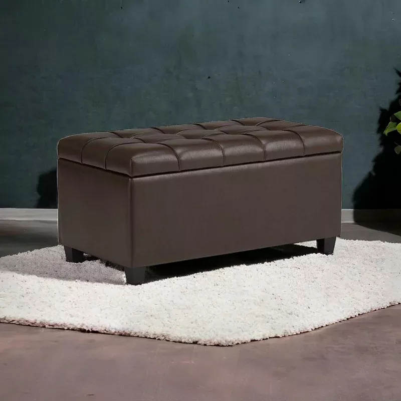 1 Seater Luper Tufted Storage Ottoman Pouffes with Storage Satin (Leatherette)
