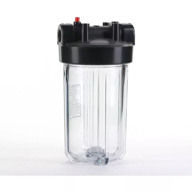 10″ x 4.5″ Water Filter Housing, Hi-Temp, Clear Body, Black Cap 1″