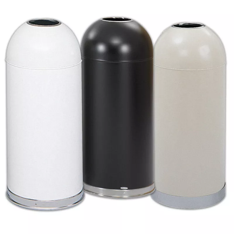 Open Top Dome Trash Can, 15-Gallon Black