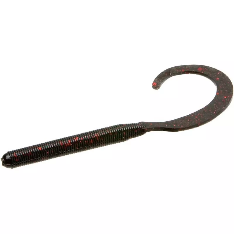 Zoom Curly Tail Finesse Worm – 4 inch Black Red Glitter FQ12843558